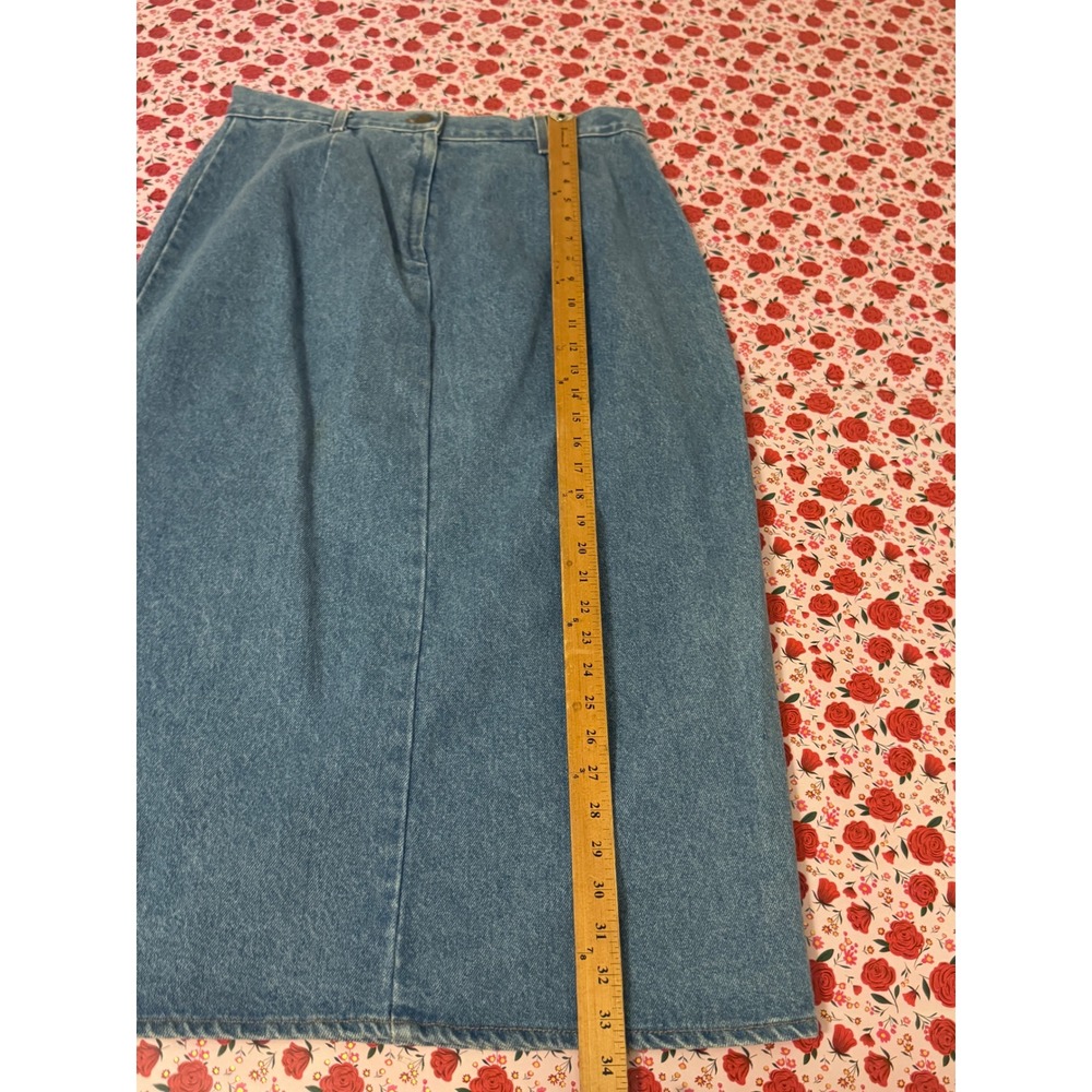 Hunt Club Vintage Denim Maxi Skirt Size 16 Blue High Waist Cotton Made in USA e3 - Picture 8 of 8